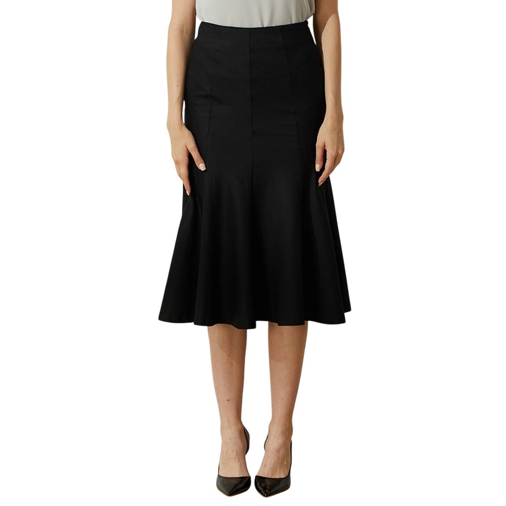 T3 Salient Label Kierce Tencel‎ Mermaid Midi Skirt Black Modern Women's